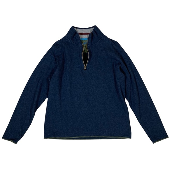 Robert Graham Pullover Half Zip Luxe Cotton Blend Blue Large - Picture 1 of 5